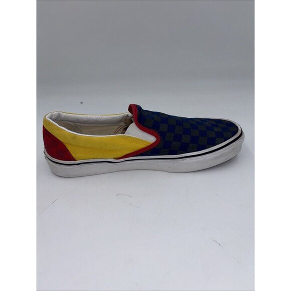 VANS OFF THE WALL CLASSIC SLIP ON BLUE GREY CHECK YELLOW SHOES M 10 - Picture 6 of 10
